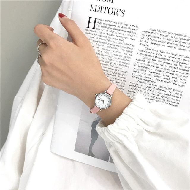 Women's Fashion White Small Watches 2019 Ulzzang Brand Ladies Quartz Wristwatch Simple Retr Montre Femme With Leather Band Clock