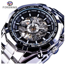 Load image into Gallery viewer, Forsining Mens Skeleton Watches Top Brand Luxury Stainless Steel Waterproof D Transparent Water Mechanical Men&#39;s Wrist Watch