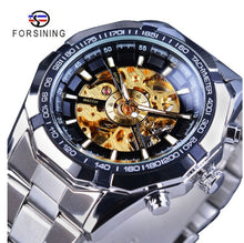 Load image into Gallery viewer, Forsining Mens Skeleton Watches Top Brand Luxury Stainless Steel Waterproof D Transparent Water Mechanical Men&#39;s Wrist Watch