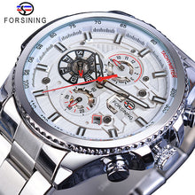 Load image into Gallery viewer, Forsining Three Dial Calendar Display Black Stainless Steel Men Automatic Wrist Watch Top Brand Luxury Military Sport Male Clock