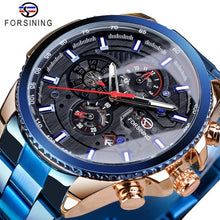 Load image into Gallery viewer, Forsining Three Dial Calendar Display Black Stainless Steel Men Automatic Wrist Watch Top Brand Luxury Military Sport Male Clock