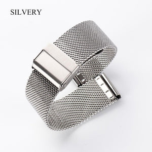 Milanese Watchband 18mm 20mm 22mm Universal Stainless Steel Metal iWatch Band Strap Bracelet Accessories Black Rose Gold Silver