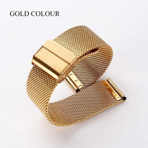 Milanese Watchband 18mm 20mm 22mm Universal Stainless Steel Metal iWatch Band Strap Bracelet Accessories Black Rose Gold Silver