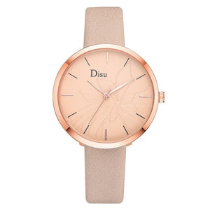 Brand Fashion Leather Women's Wristwatch Luxury Rose Black Band Simple Desgin Watch Quartz Clock Relogio Feminino 999