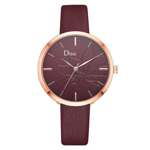 Brand Fashion Leather Women's Wristwatch Luxury Rose Black Band Simple Desgin Watch Quartz Clock Relogio Feminino 999