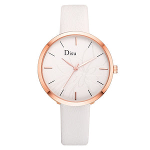 Brand Fashion Leather Women's Wristwatch Luxury Rose Black Band Simple Desgin Watch Quartz Clock Relogio Feminino 999