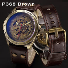 Load image into Gallery viewer, Skeleton Mechanical Watch Automatic Watch Men Steampunk Bronze Transparent Mens Automatic Mechanical Watches Clock montre homme