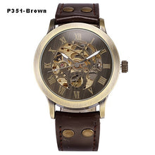 Load image into Gallery viewer, Skeleton Mechanical Watch Automatic Watch Men Steampunk Bronze Transparent Mens Automatic Mechanical Watches Clock montre homme