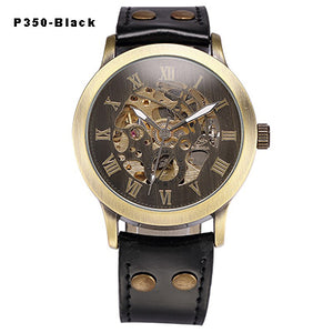 Skeleton Mechanical Watch Automatic Watch Men Steampunk Bronze Transparent Mens Automatic Mechanical Watches Clock montre homme