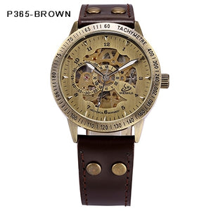 Skeleton Mechanical Watch Automatic Watch Men Steampunk Bronze Transparent Mens Automatic Mechanical Watches Clock montre homme