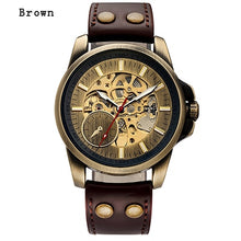 Load image into Gallery viewer, Skeleton Mechanical Watch Automatic Watch Men Steampunk Bronze Transparent Mens Automatic Mechanical Watches Clock montre homme